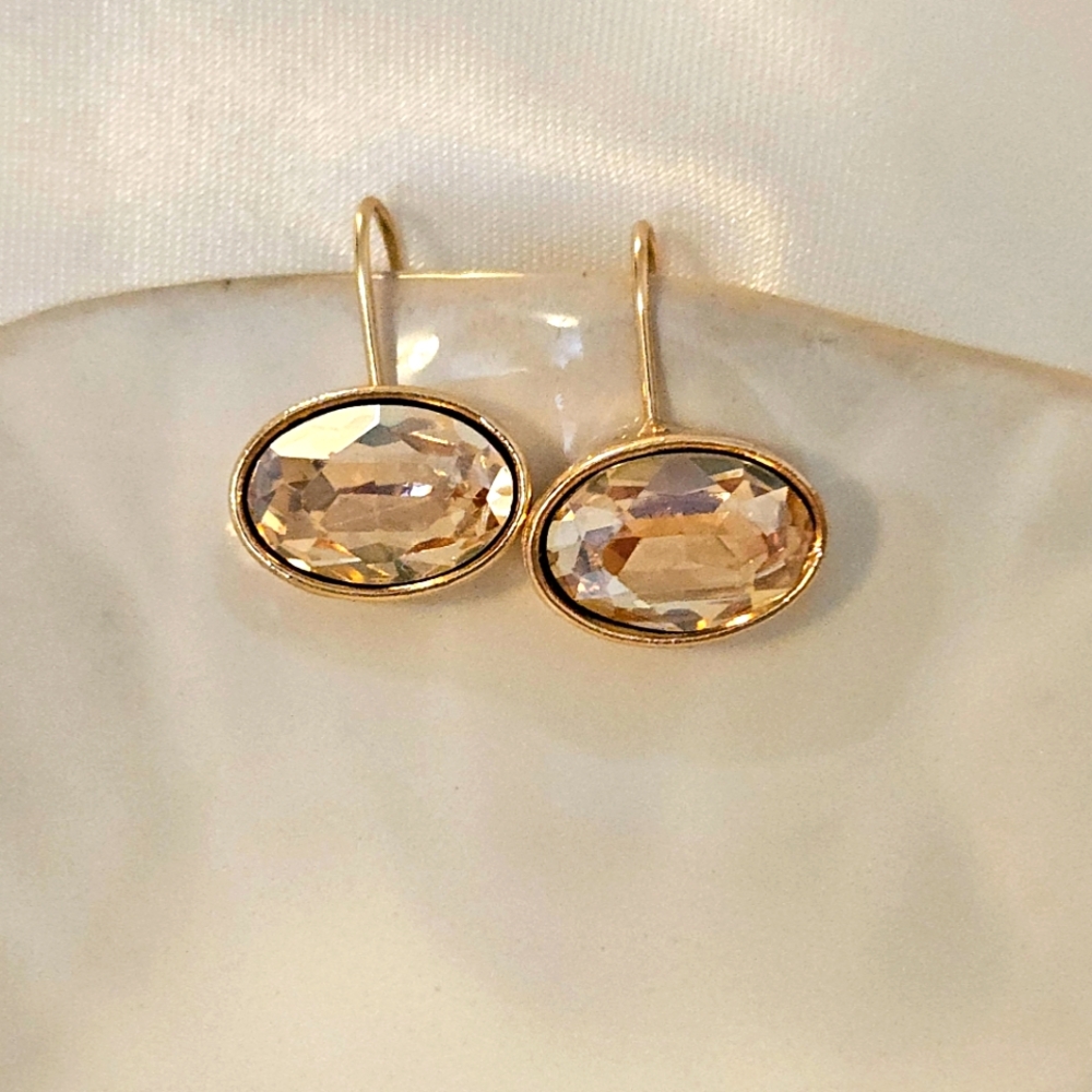 Champagne-Toned Crystal Earrings